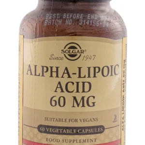 قرص سولگار آلفا لیپوئیک اسید 60 میلی گرم exp 2028 SOLGAR ALPHA LIPOIC ACID 60 MG 60 KAPSUL