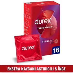 کاندوم دورکس Durex Yakın Hisset Standart Fit 16'lı Prezervatif, Ekstra Kayganlaştırıcılı İnce