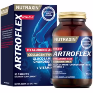 آرتروفلکس Hya-c-ıı - مکمل غذایی حاوی کلاژن و اسید هیالورونیک 90 قرص برند Nutraxin ( نوتراکسین )  EXP 2028/7NUTRAXIN ARTROFLEX HYA-C-II 90 TABLET