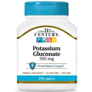 قرص پتاسیم 21Century Potassium Gluconate 99mg قرن 21 (110 عددی)