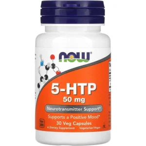 مکمل( 5-HTP ) 50میلی‌گرم ناو فودز - شادی، آرامش و خواب عمیق طبیعی (۳۰ عدد) NOW Foods 5-HTP 50 mg | Positive Mood & Relaxation Support | 30 Veg Capsules