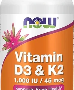 ویتامین D3 و K2 ناو فودز ۱۲۰ کپسول (1000 IU / 45 mcg) NOW Foods Vitamin D3 & K2 1000 IU / 45 mcg - 120 Capsules