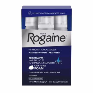 فوم مردانه بدون عطر روگین حاوی ۵٪ ماینوکسیدیل  مناسب برای مصرف ۳ ماه  Men's ROGAINE® 5% Minoxidil Unscented Foam - 3-Month Supply