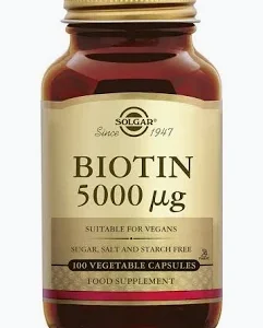 بیوتین ۵۰۰۰ سولگار بسته 100  عددی SOLGAR BIOTIN 5000 MCG   100  KAPSÜL
